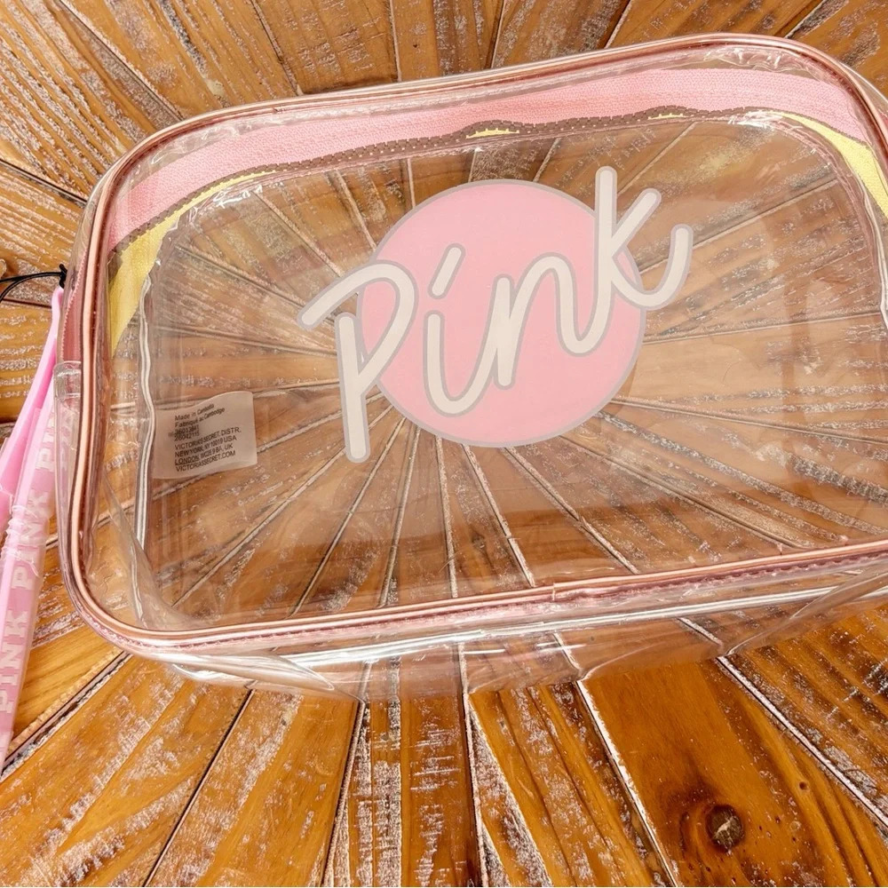 NWT PINK Victoria’s Secret Clear Cosmetic Travel Bag